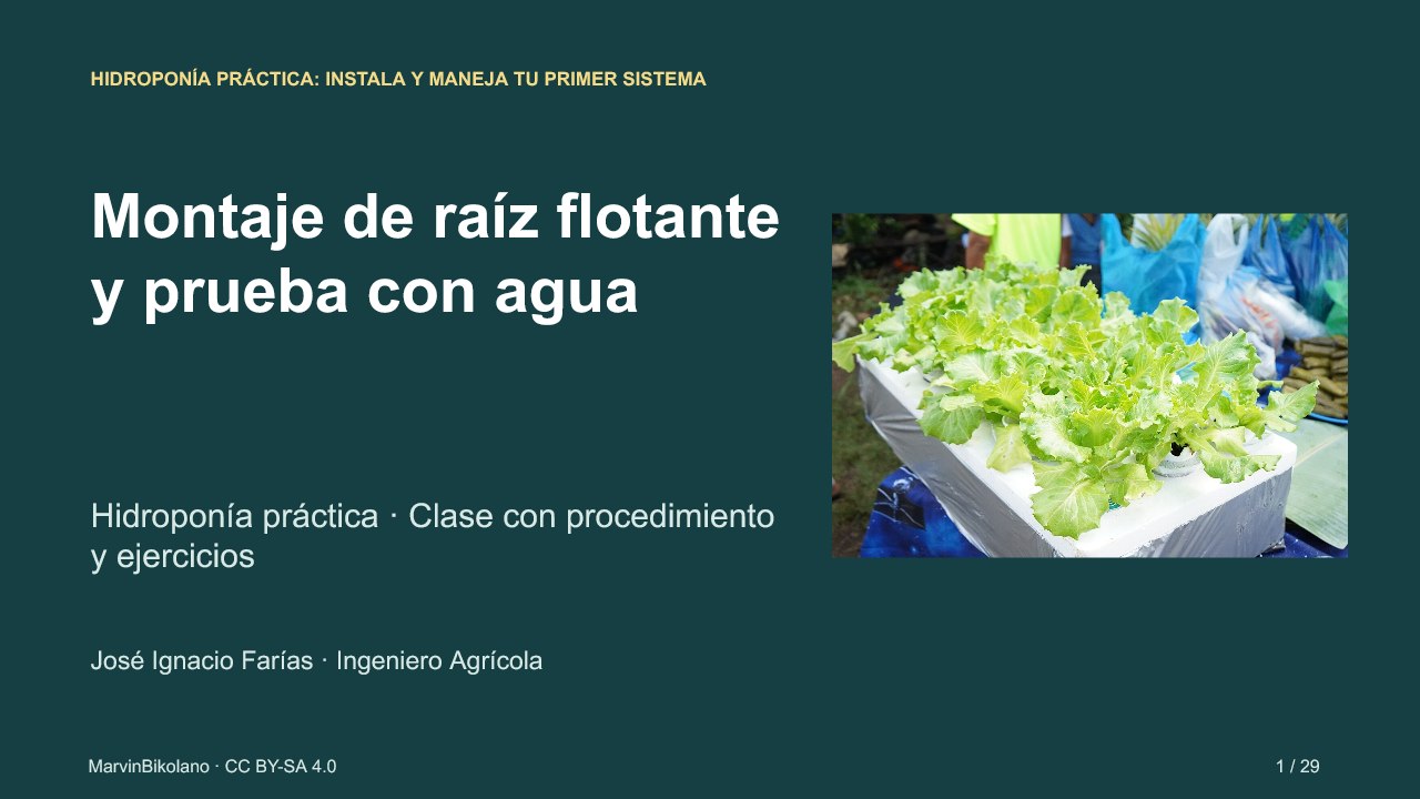 Diapositiva 1 de la muestra de montaje hidropónico